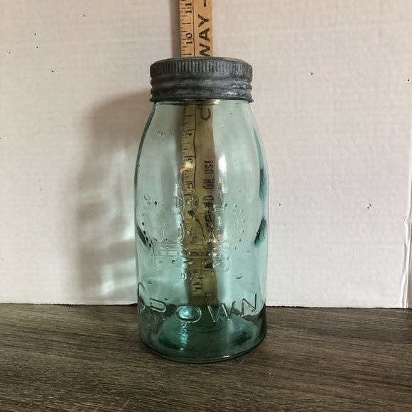 Vtg Teal Crown Preserves Jar - Picture 11 of 11